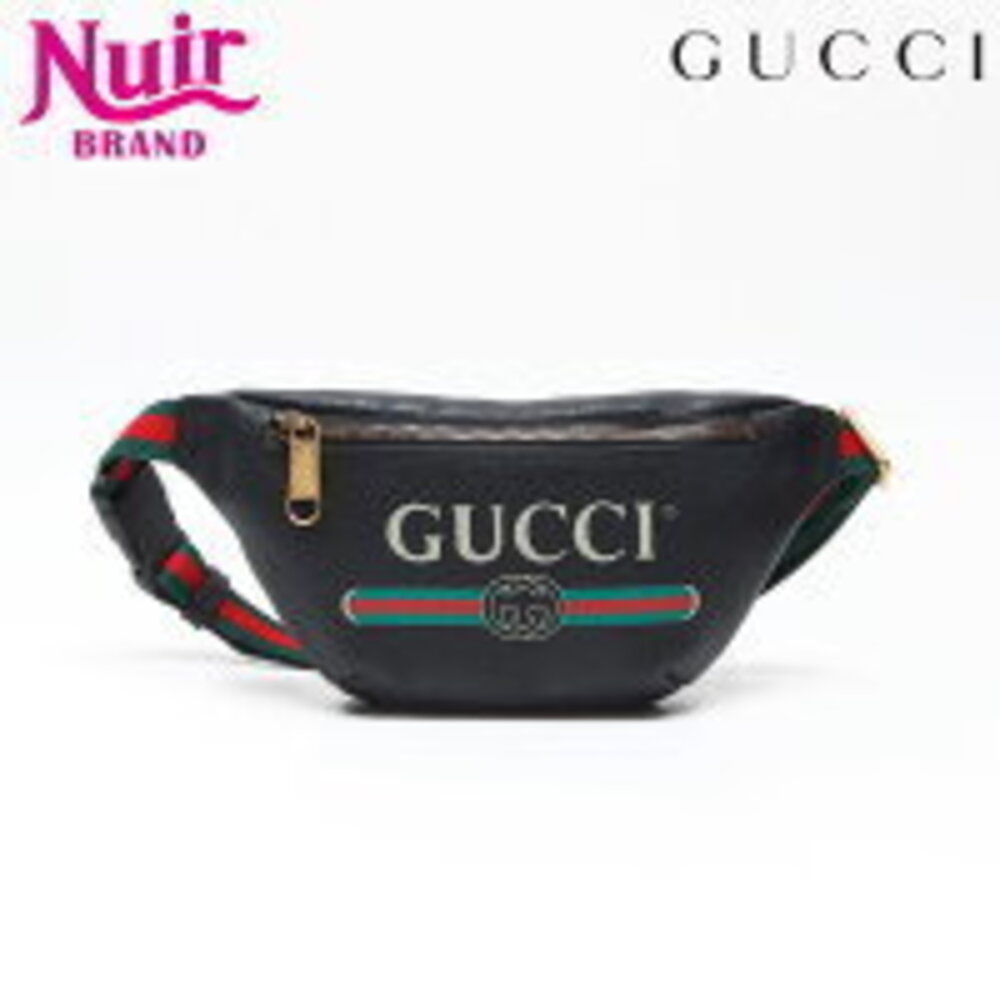 Gucci Logo Leather Waist Bag Black